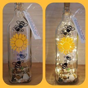 Sunflower & Bee Bottle Light